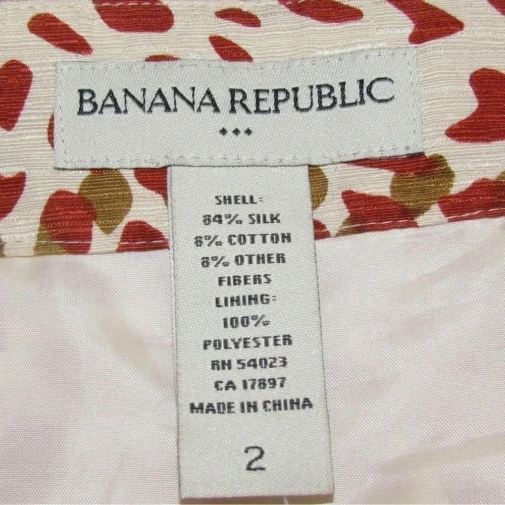 Banana Republic Y2K Chic Silk Bohemian Floral Brown Cream Rust Skirt Size 2 - Picture 5 of 6